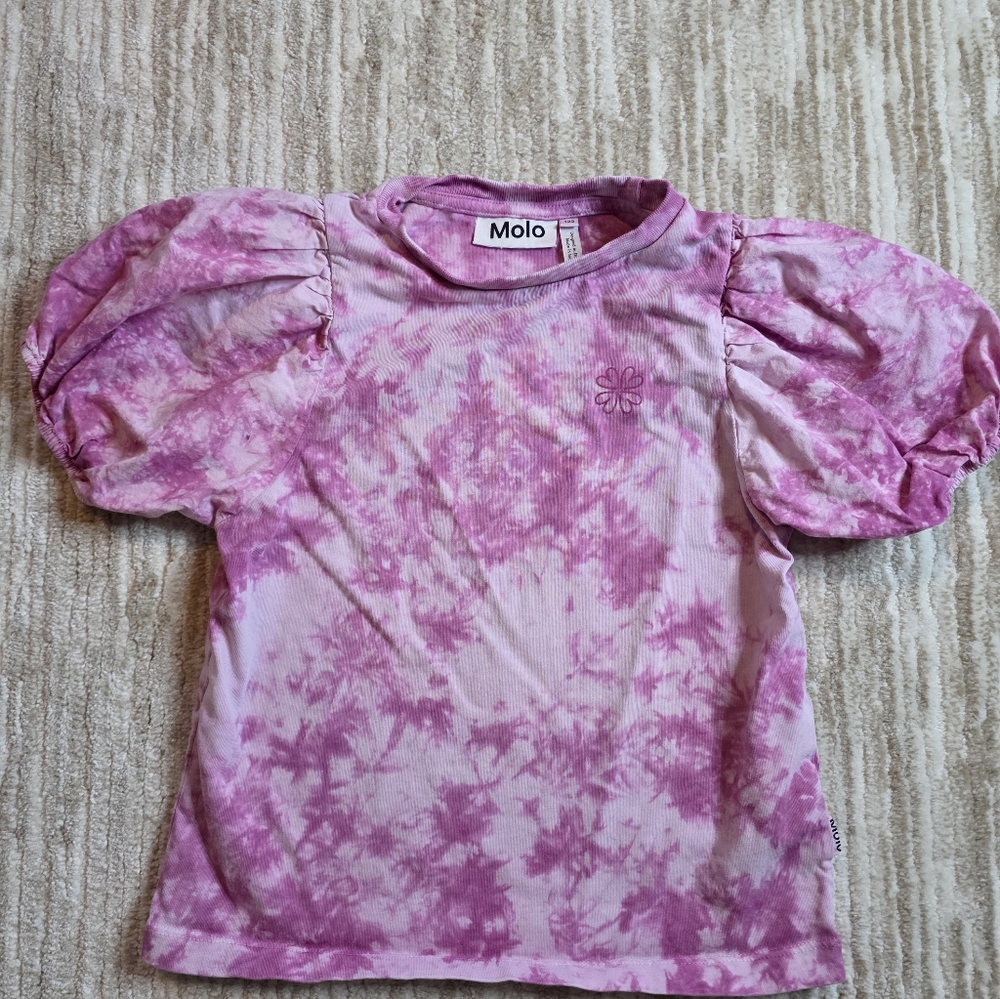 Molo Pink Tie-Dye Puff Sleeve Tee Size 7